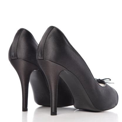 Chanel Satin Cap Toe CC Pumps 39 Gris Marine 4 of 10