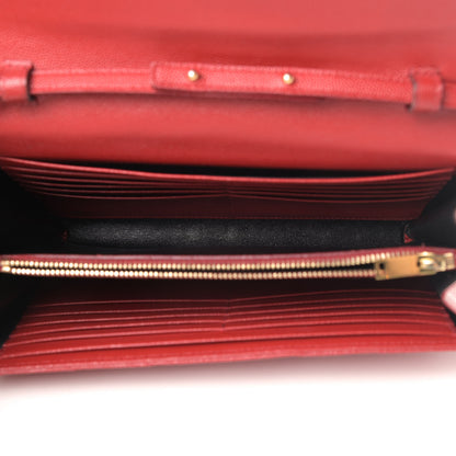 Saint Laurent Grain De Poudre Matelasse Chevron Monogram Chain Wallet New Red 4 of 7