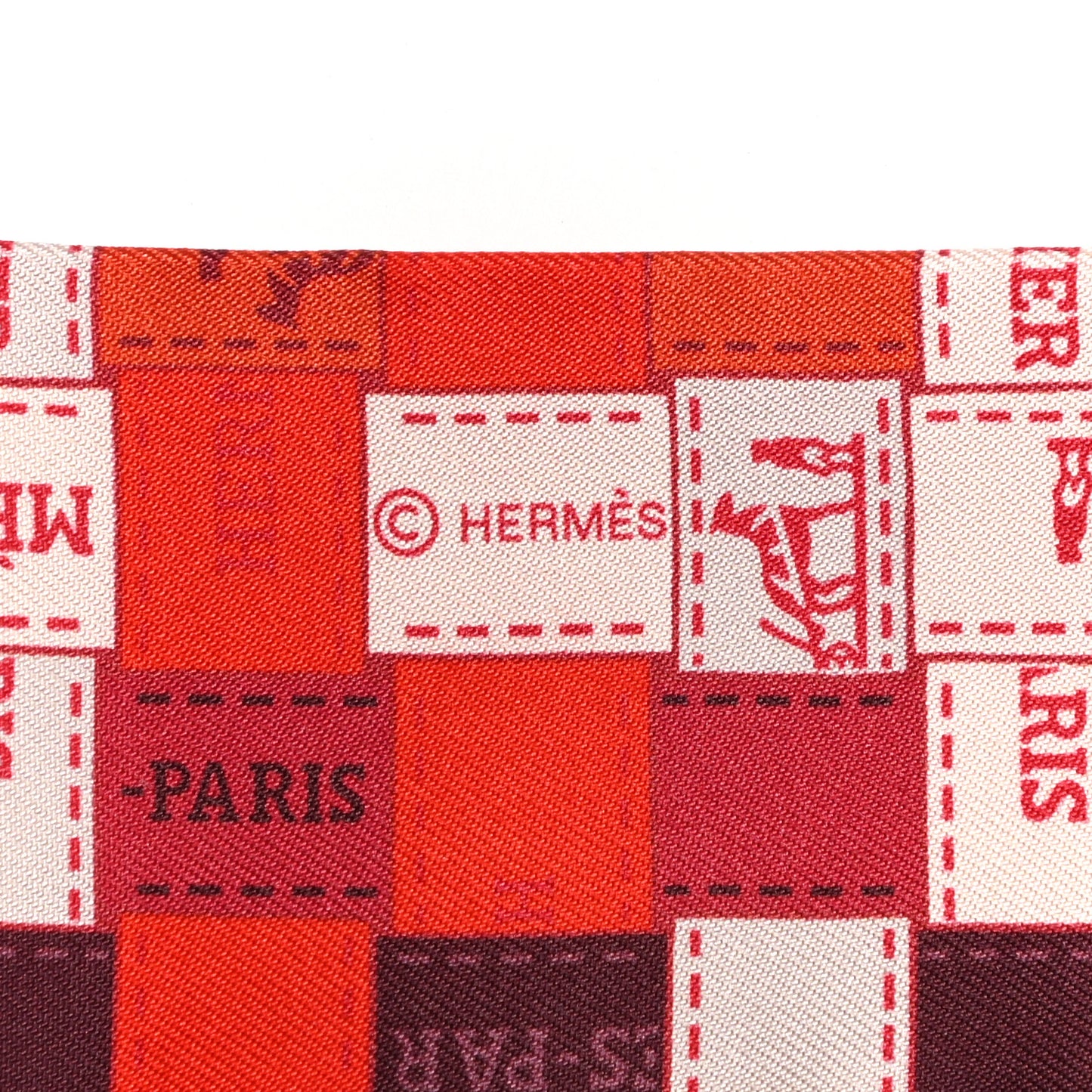 Silk Bolduc Au Carre Twilly Rouge Bordeaux Creme