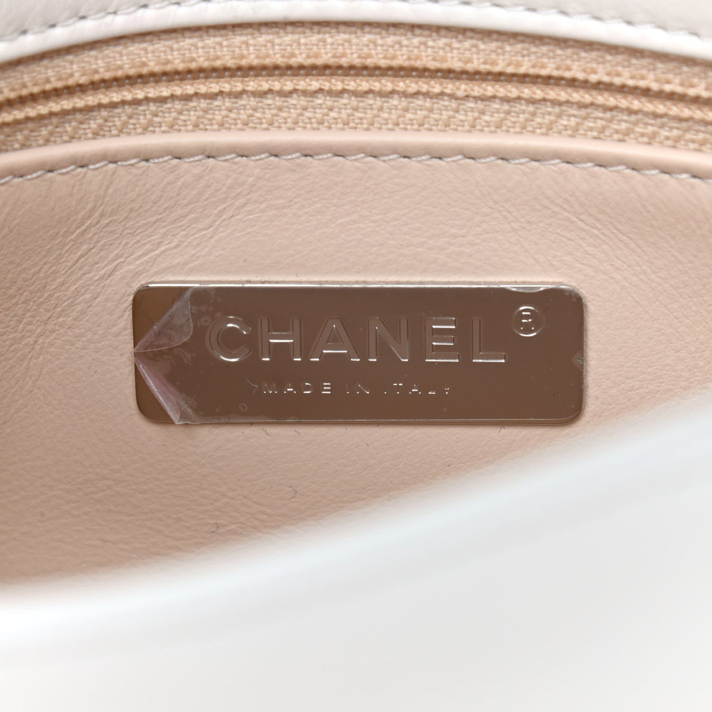 Calfskin Stitched Small Precious Union Flap Bag White