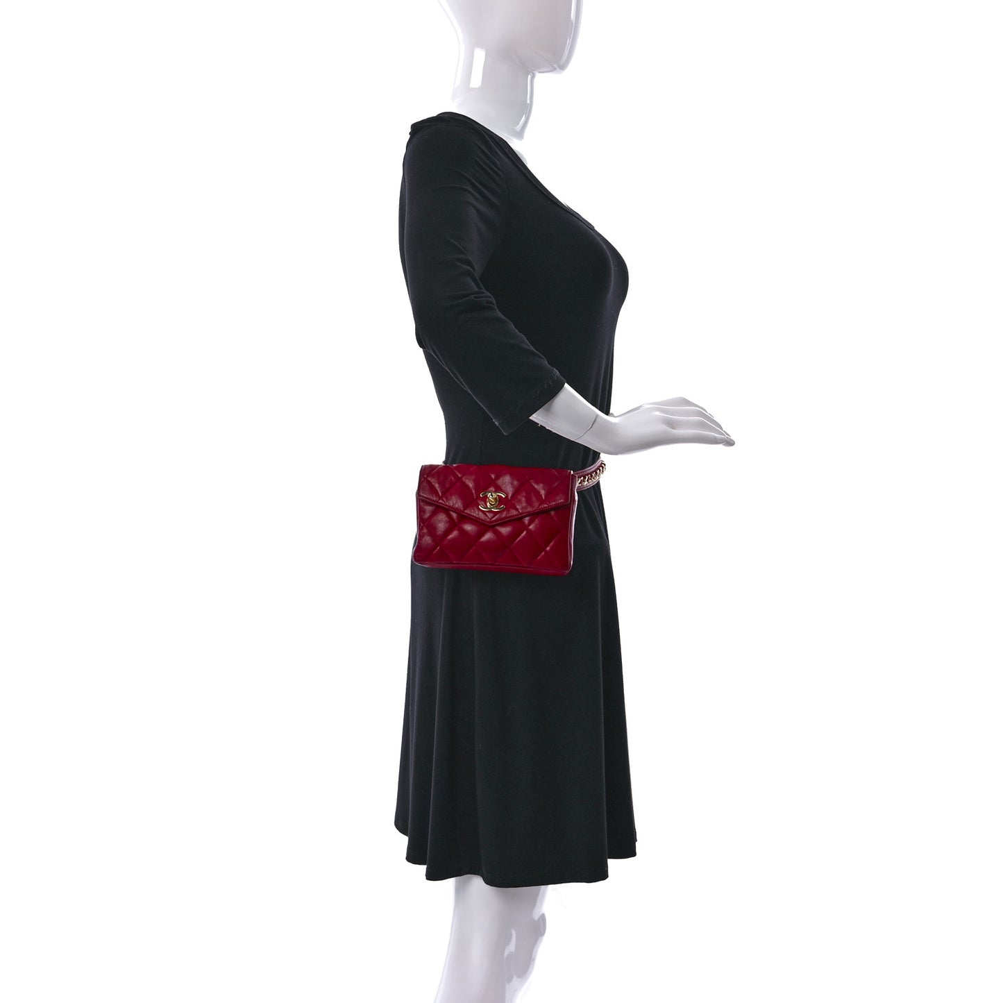 Lambskin Quilted Flap Waist Belt Bag 75 30 Red