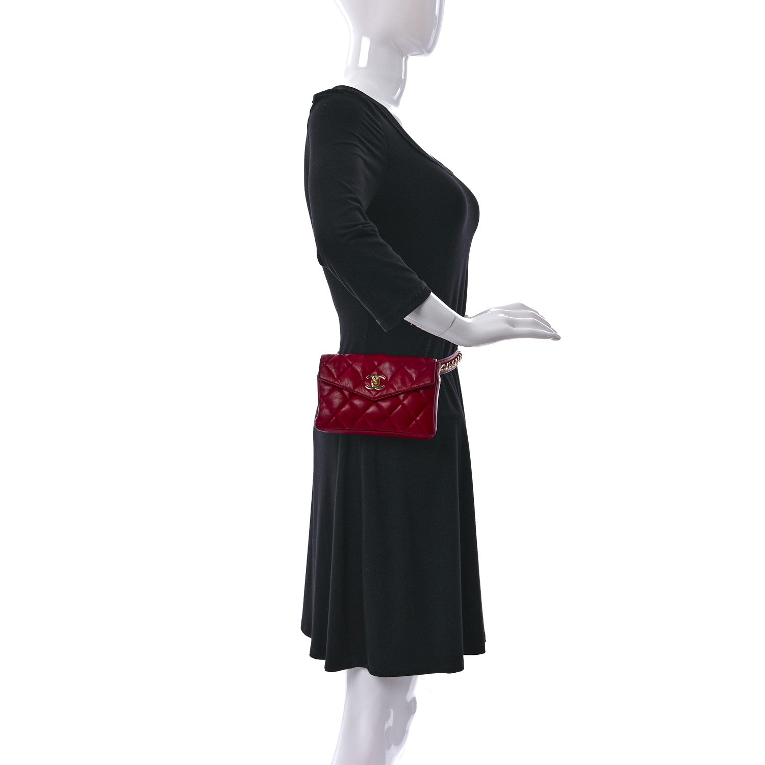 Chanel Lambskin Quilted Flap Waist Belt Bag 75 30 Red 2 of 14