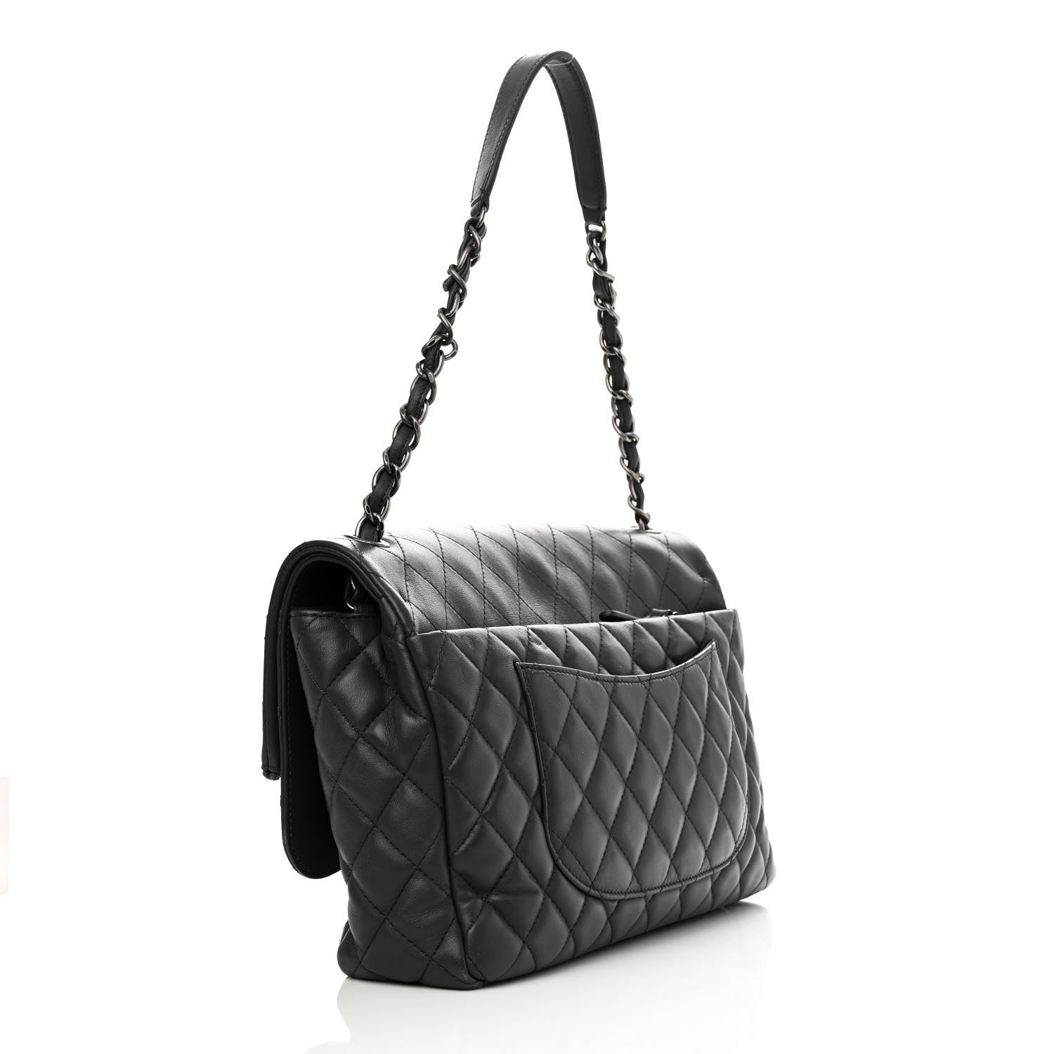 Chanel Lambskin Quilted Jumbo Multi Flap Bag Dark Grey 3 of 10