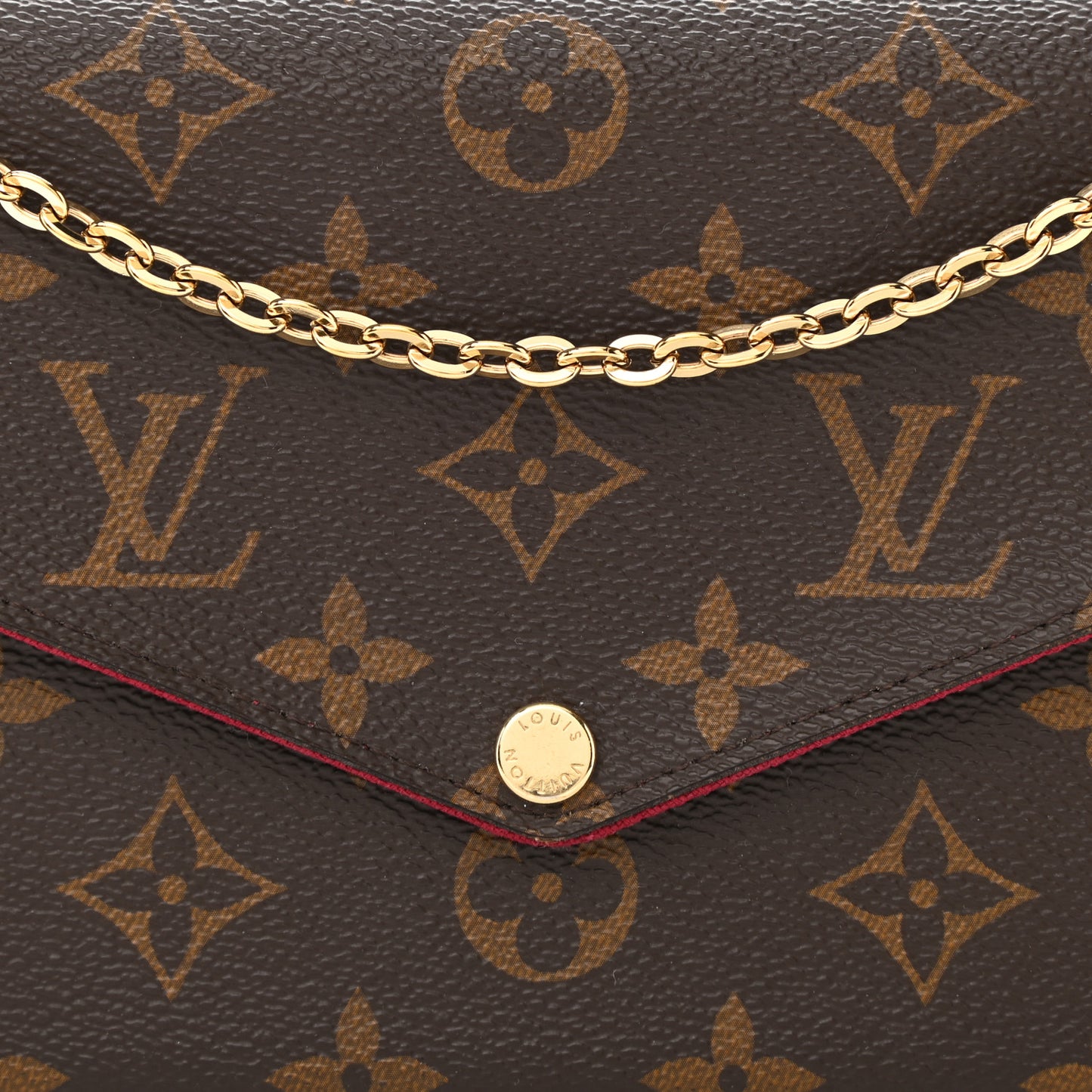 Monogram Pochette Felicie Chain Wallet Fuchsia