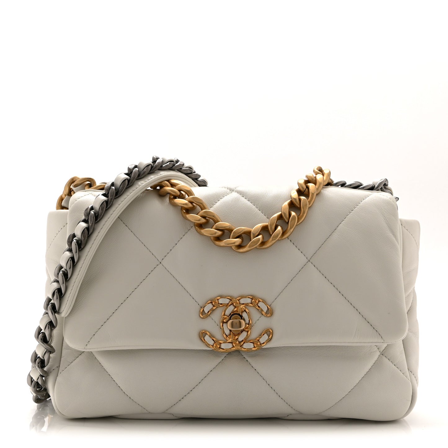 Lambskin Quilted Medium Chanel 19 Flap White