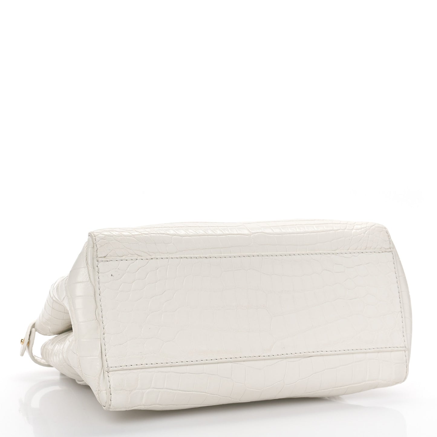 Shiny Crocodile Shiny Nappa Mini Peekaboo Iconic Satchel White