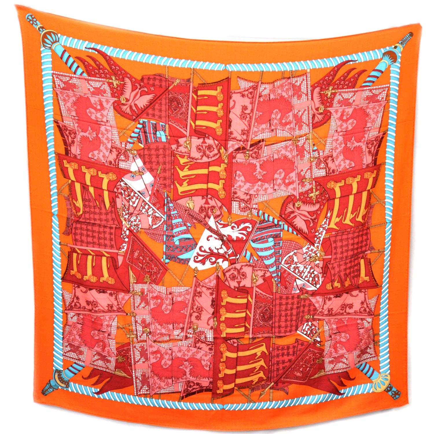 Hermes Cashmere Silk Etendards et Bannieres Shawl 140 1 of 11