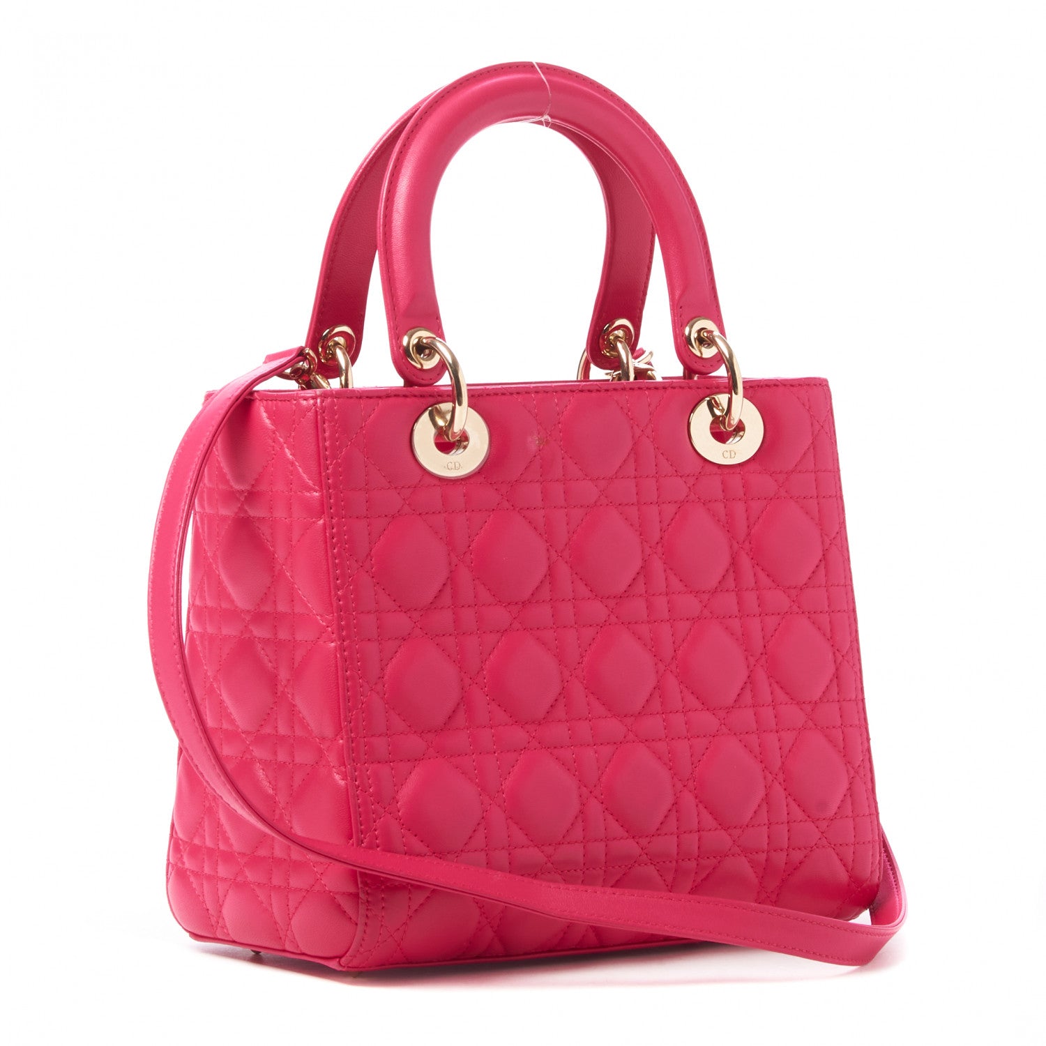 Christian Dior Lambskin Cannage Medium Lady Dior Fuchsia 2 of 8