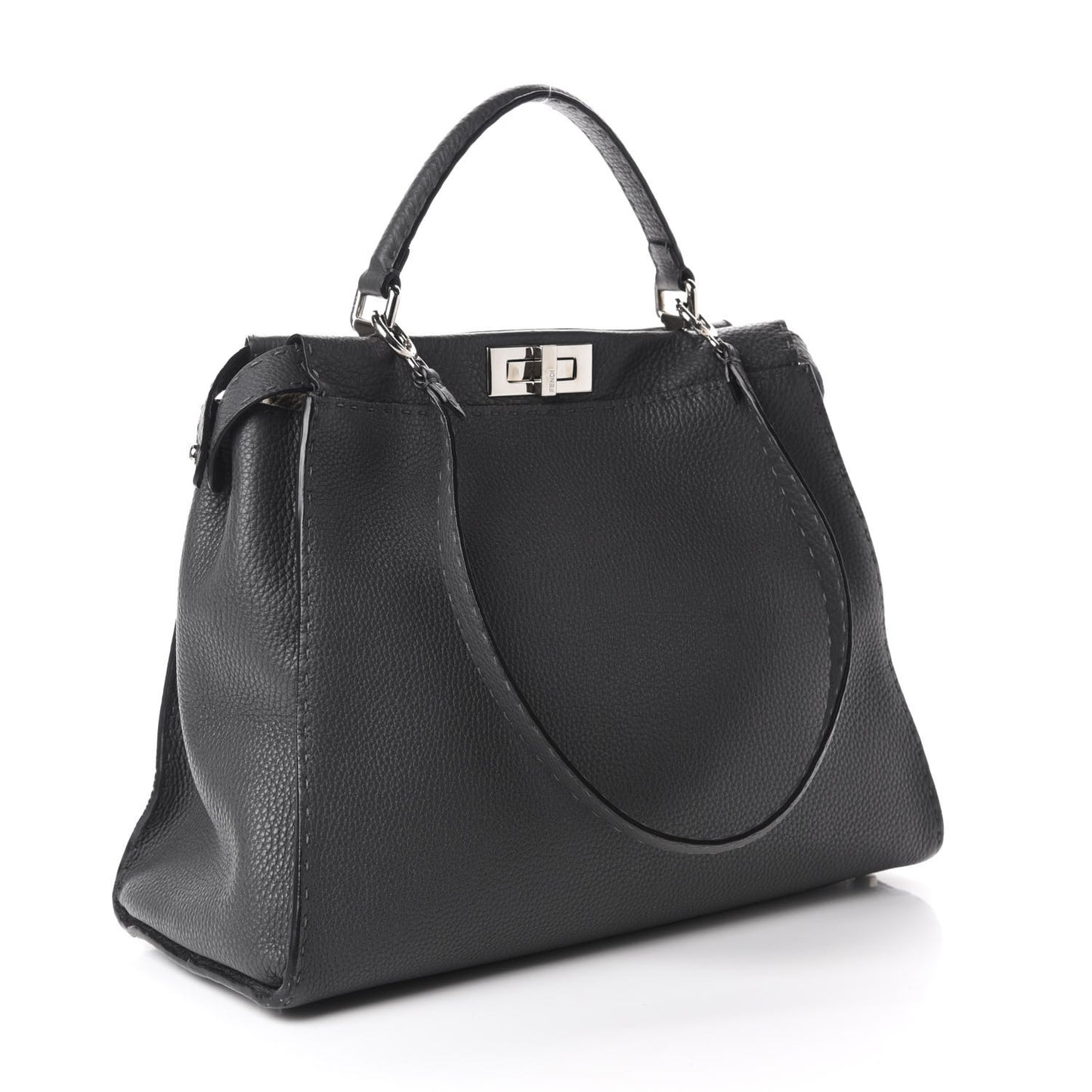 Cuoio Romano Selleria Bi-Color Large Peekaboo Iconic Satchel Asfalto Latte