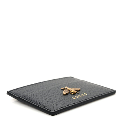 Gucci Pebbled Calfskin Animalier Card Holder Black 4 of 7