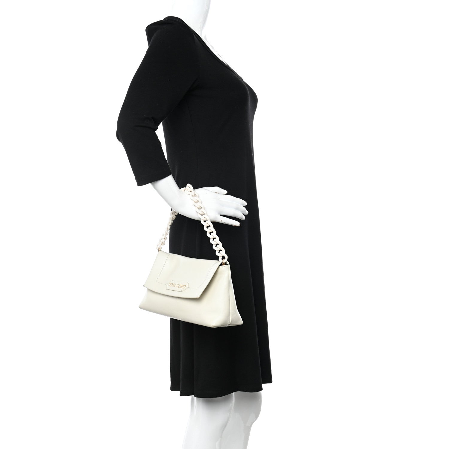 Tom Ford Calfskin Mini Label Shoulder Bag White 2 of 15