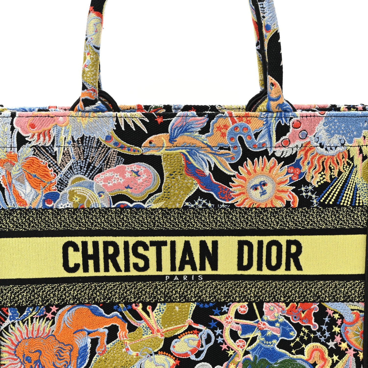 Christian Dior Canvas Zodiac Fantastico Embroidered Medium Book Tote Black Multicolor 8 of 13