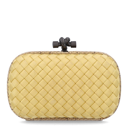 Bottega Veneta Satin Intreccio Impero Ayers Knot Clutch Banane 1 of 9