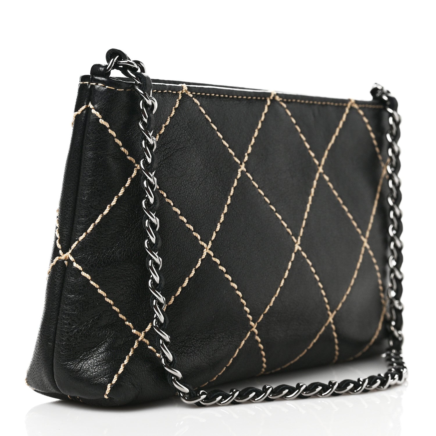 Chanel Lambskin Surpique Stitch Pochette Black 2 of 8