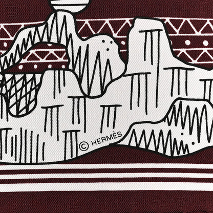 Hermes Silk Les Canyons Etoiles Bandana Scarf 55 Bordeaux White Black 4 of 5