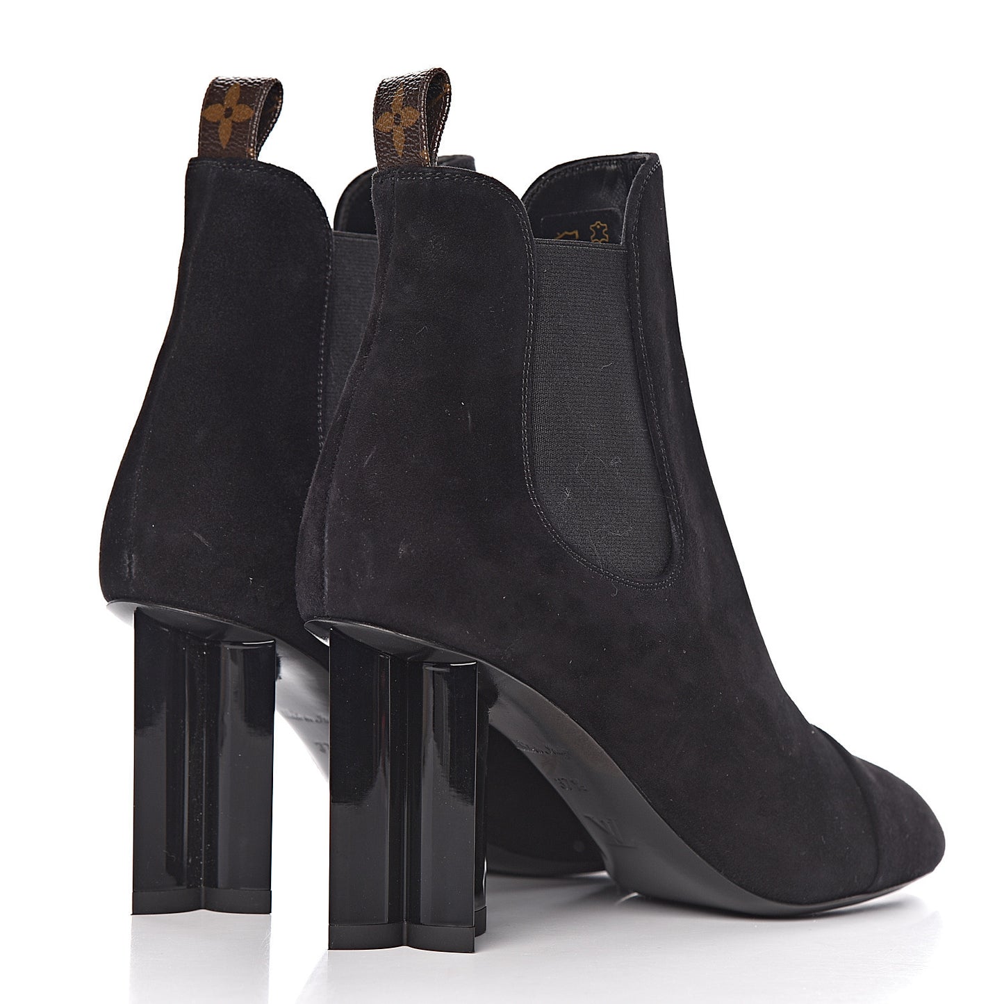 Suede Monogram Uniformes Cap Toe Chelsea 80mm Ankle Boots 37.5 Black