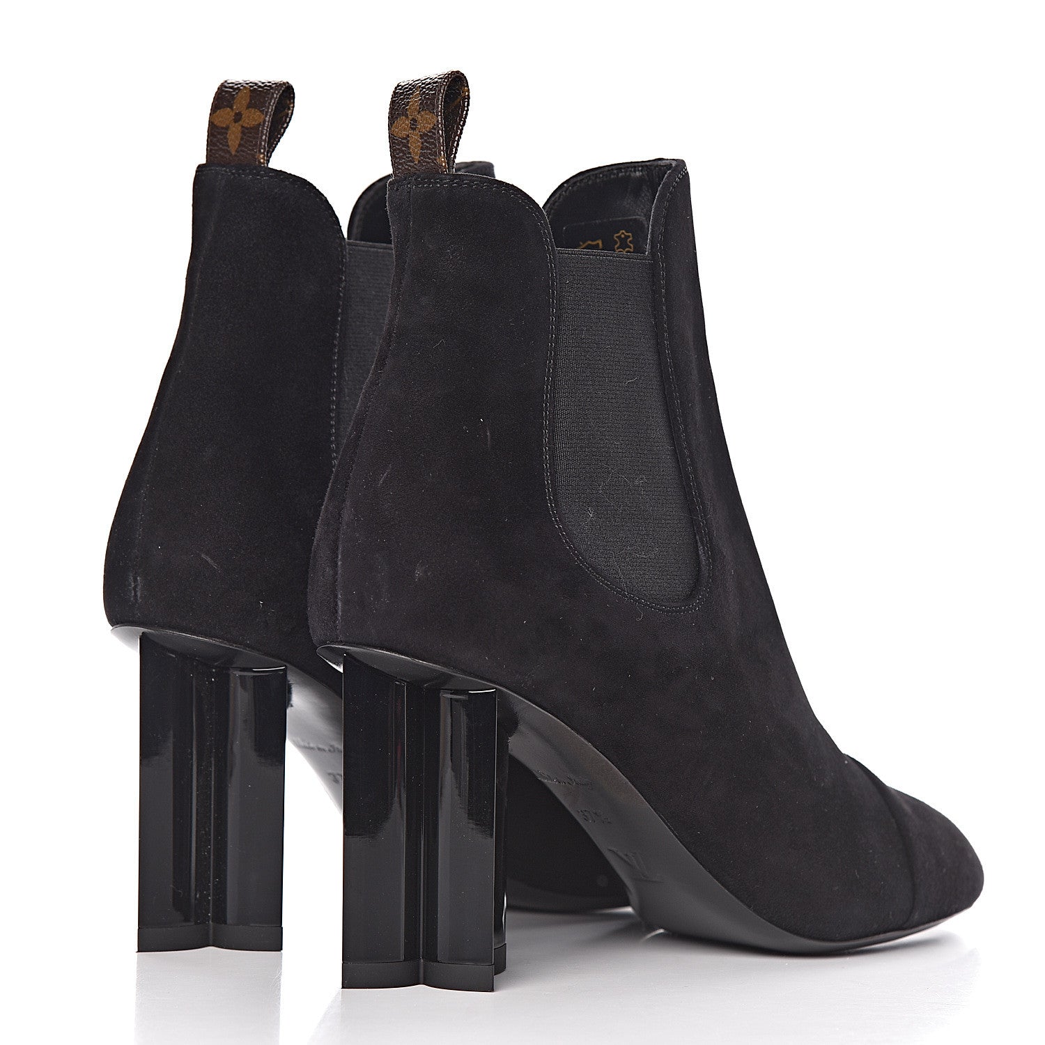 Louis Vuitton Suede Monogram Uniformes Cap Toe Chelsea 80mm Ankle Boots 37.5 Black 4 of 8
