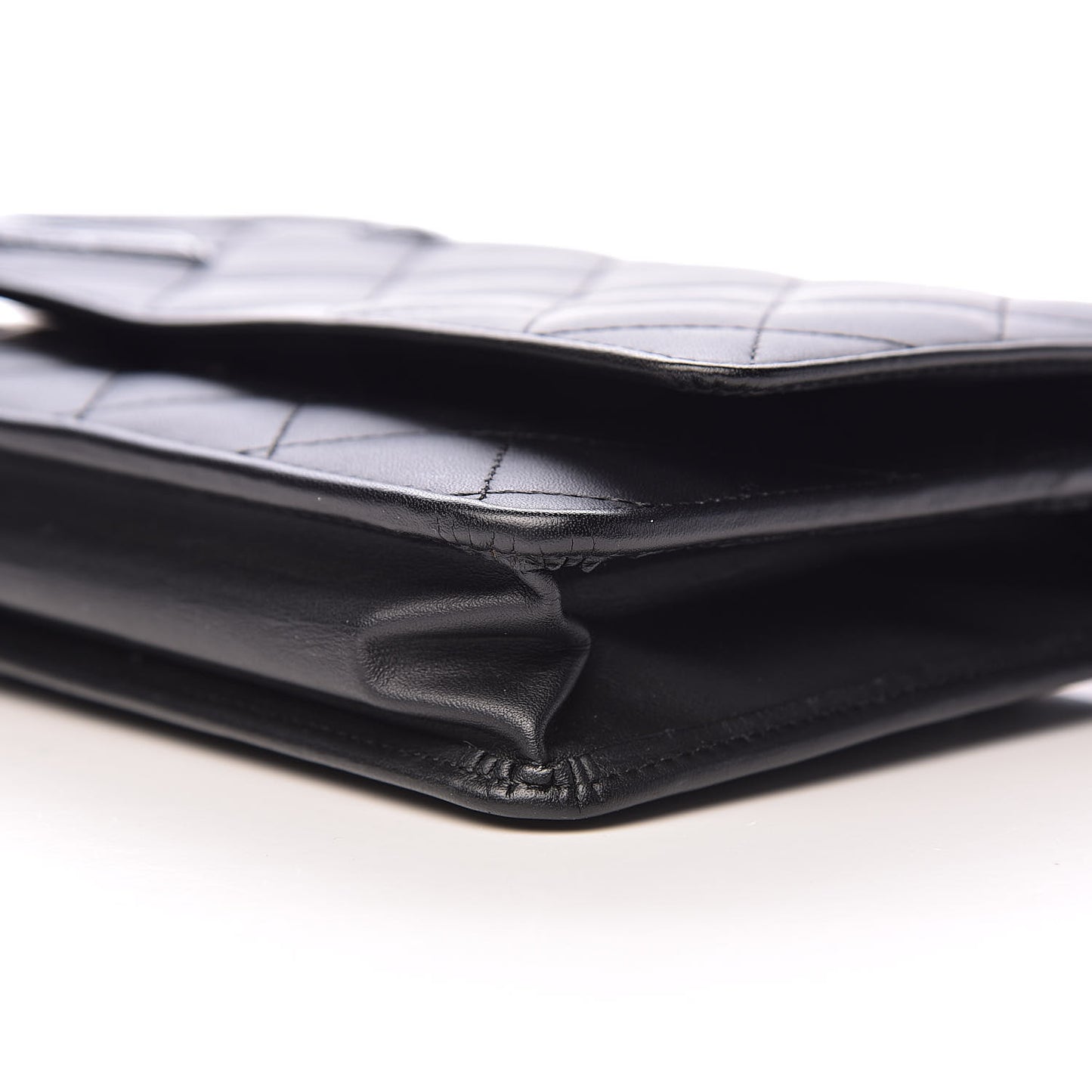Calfskin Quilted Cambon Wallet On Chain WOC Black