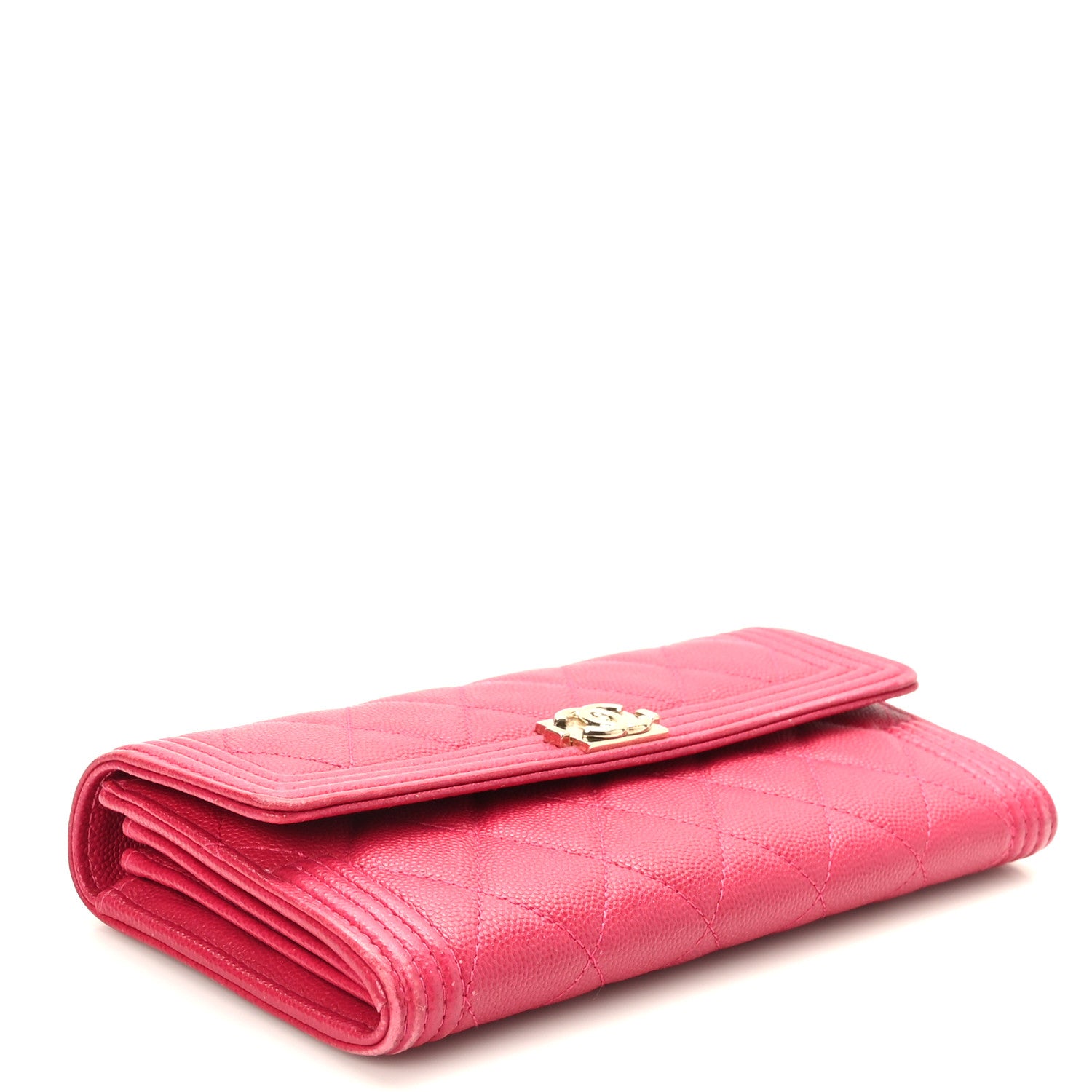Chanel Caviar Quilted Large Boy Gusset Flap Wallet Fuchsia 4 of 9