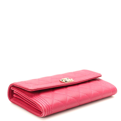 Chanel Caviar Quilted Large Boy Gusset Flap Wallet Fuchsia 4 of 9