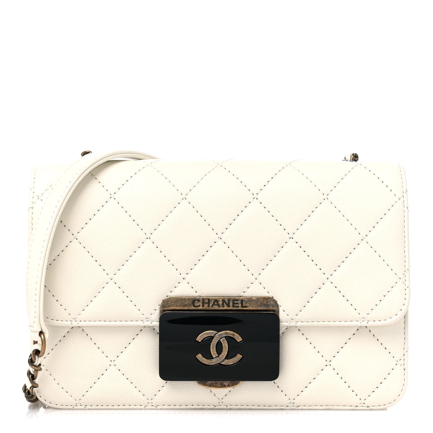 Chanel Sheepskin Quilted Mini Beauty Lock Flap White 1 of 8