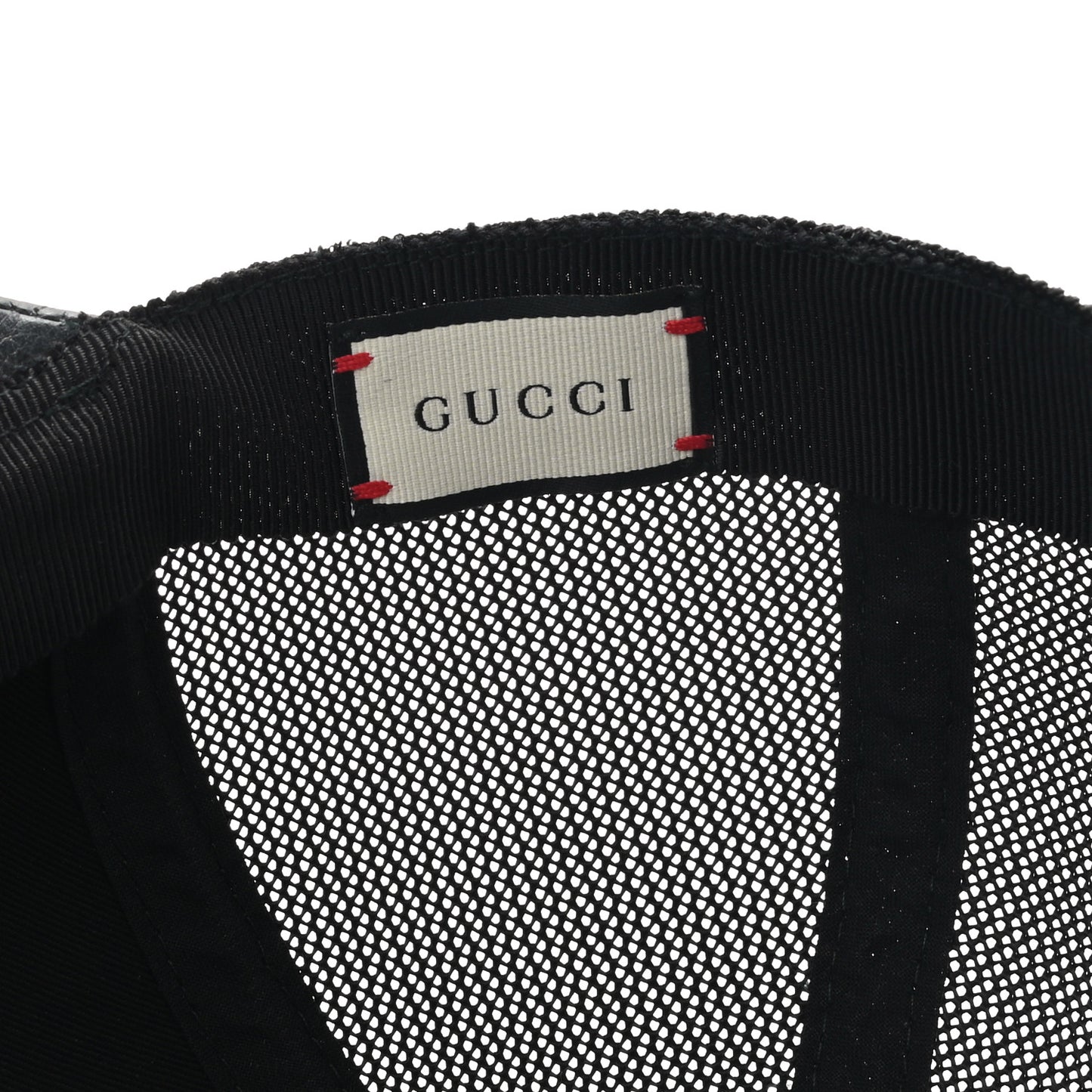 Grained Calfskin Logo Baseball Hat Black