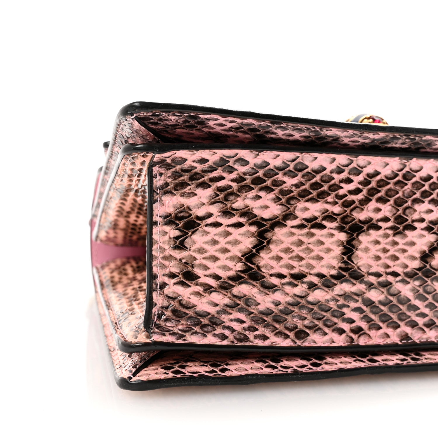 Gucci Snakeskin Sylvie Web Small Queen Margaret Top Handle Bag Pink 9 of 10