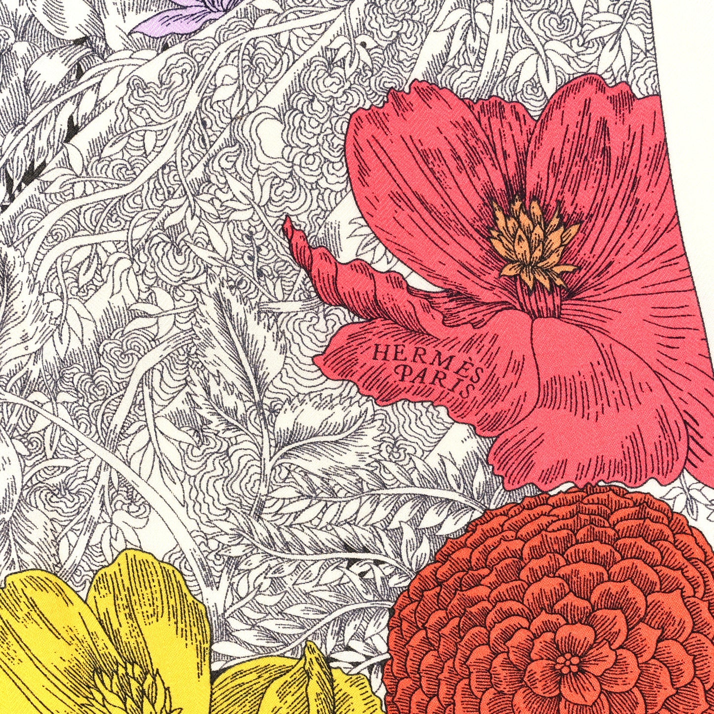 Cashmere Silk Retour a la Nature Shawl 140 White Black Multicolor