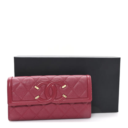 Chanel Caviar Quilted Large Filigree Gusset Flap Wallet Dark Pink 9 of 9
