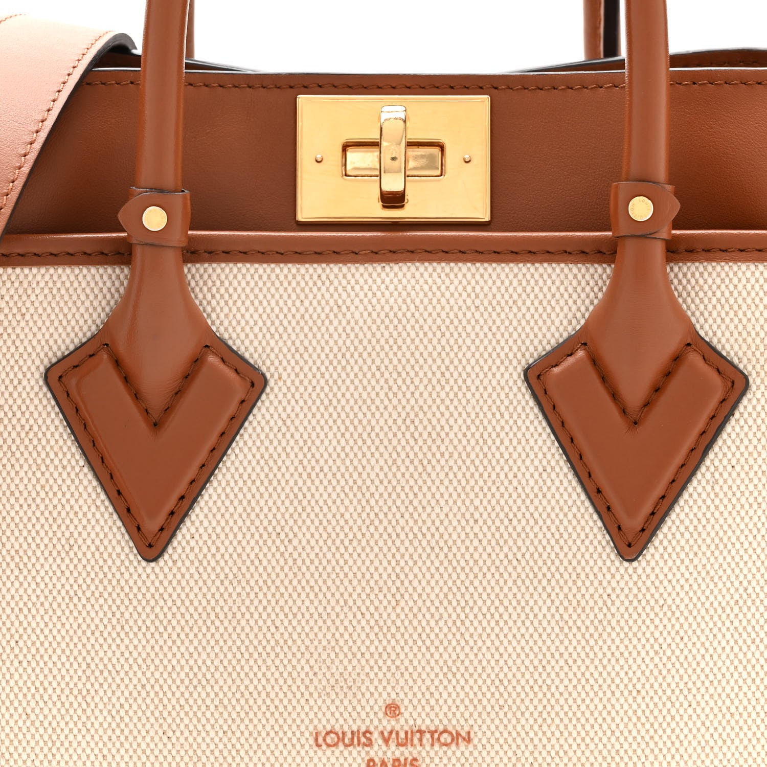 Louis Vuitton Canvas Calfskin Monogram On My Side PM Caramel Tan 7 of 10