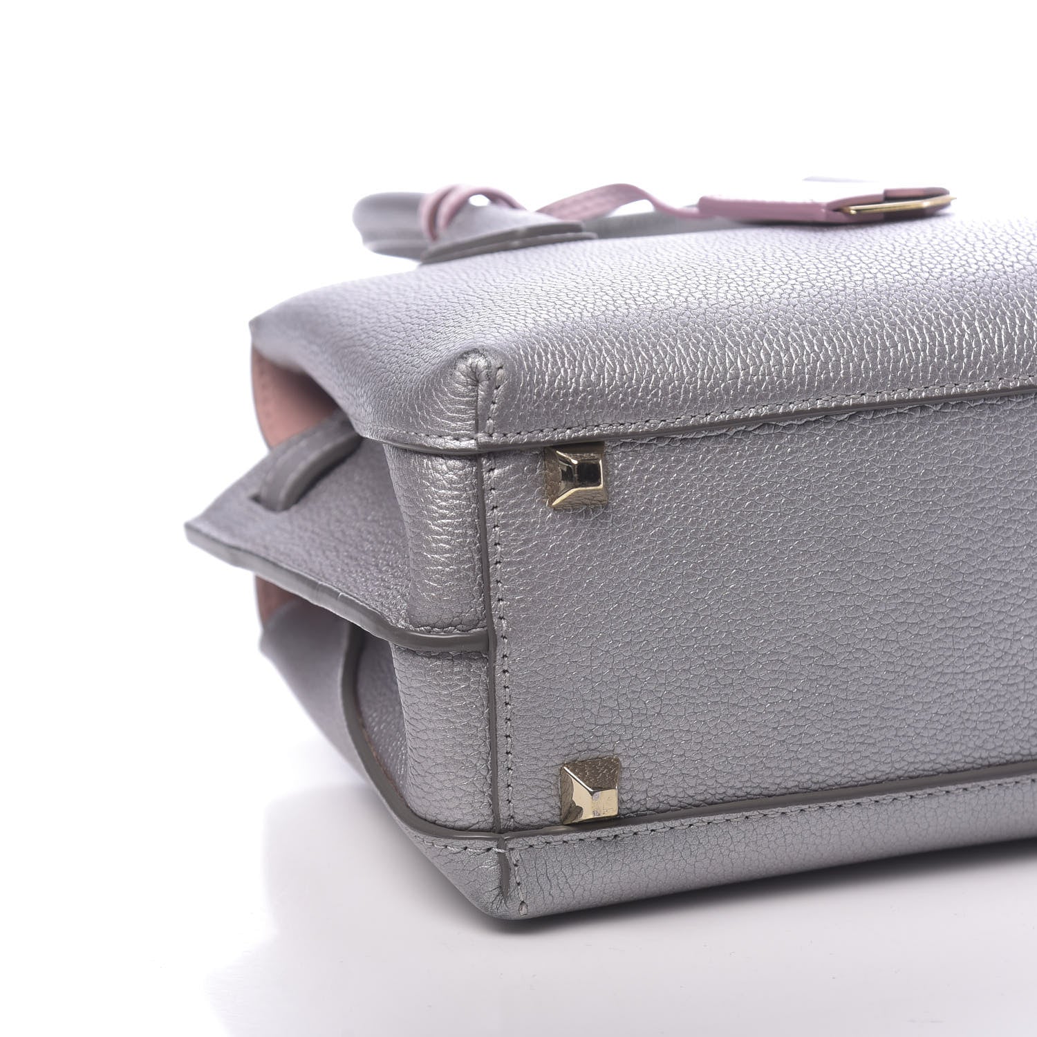 MCM Metallic Grained Calfskin Mini Milla Tote Spike Silver 14 of 15