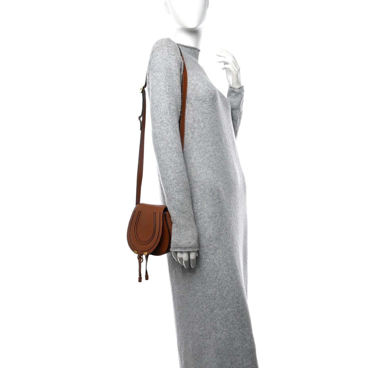 Chloe Grained Calfskin Small Marcie Saddle Bag Tan 2 of 10