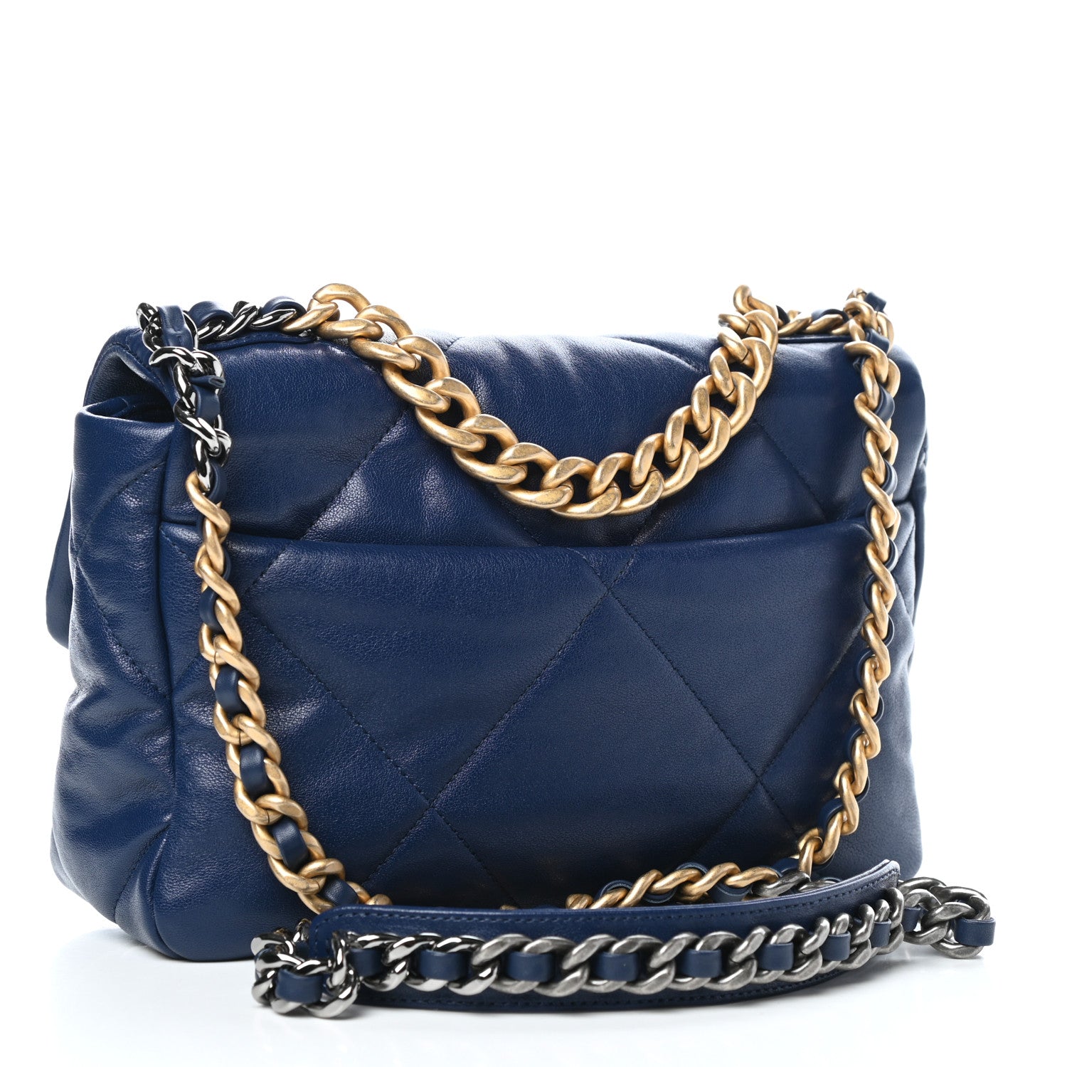 Chanel Goatskin Quilted Medium Chanel 19 Flap Dark Blue 3 of 11