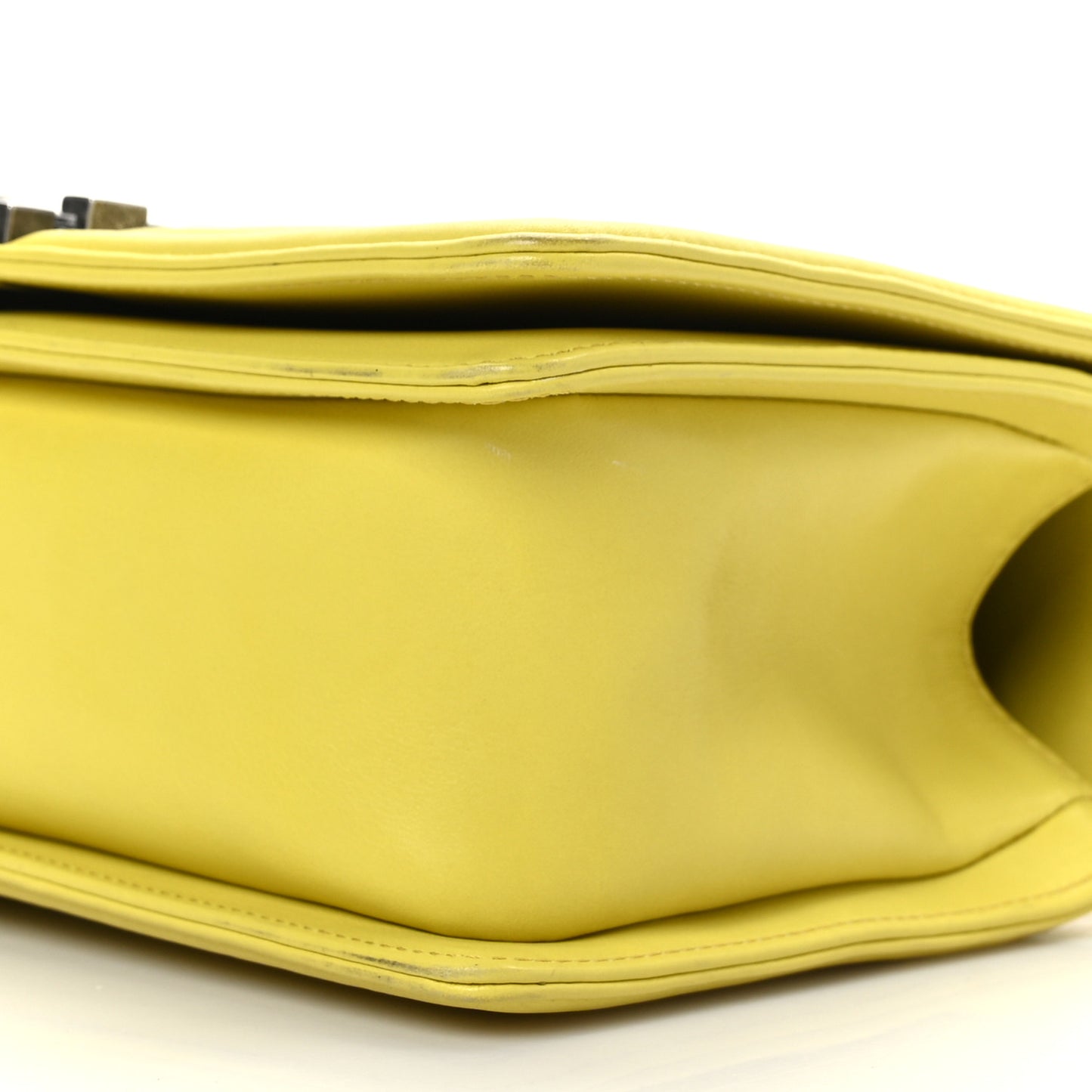 Calfskin Chevron Quilted Medium Boy Flap Yellow
