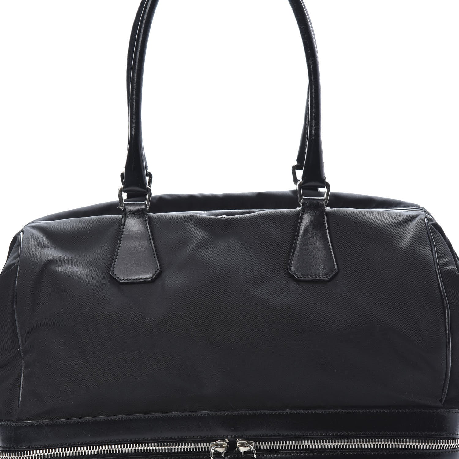 Prada Tessuto Nylon Soft Calf Zip Around Satchel Black 8 of 22