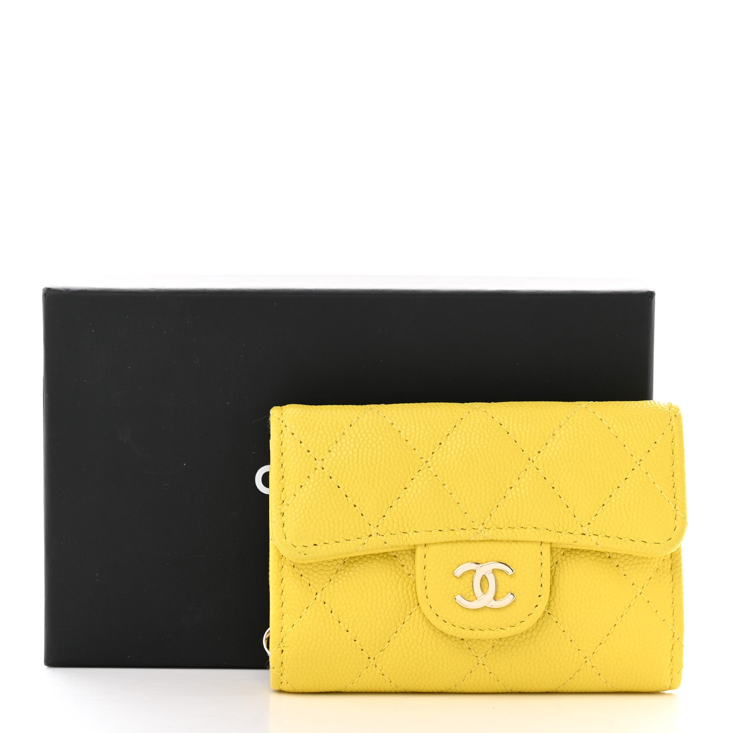 Chanel Caviar Quilted Classic 4 Key Holder Wallet Yellow 13 of 13