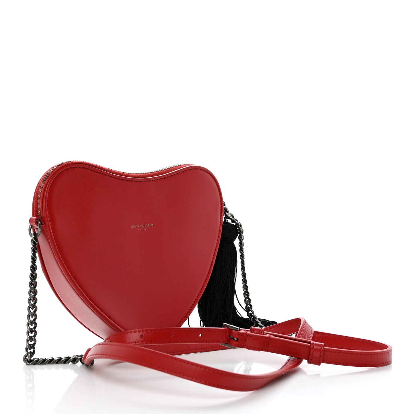 Calfskin Heart Monogram Crossbody Red