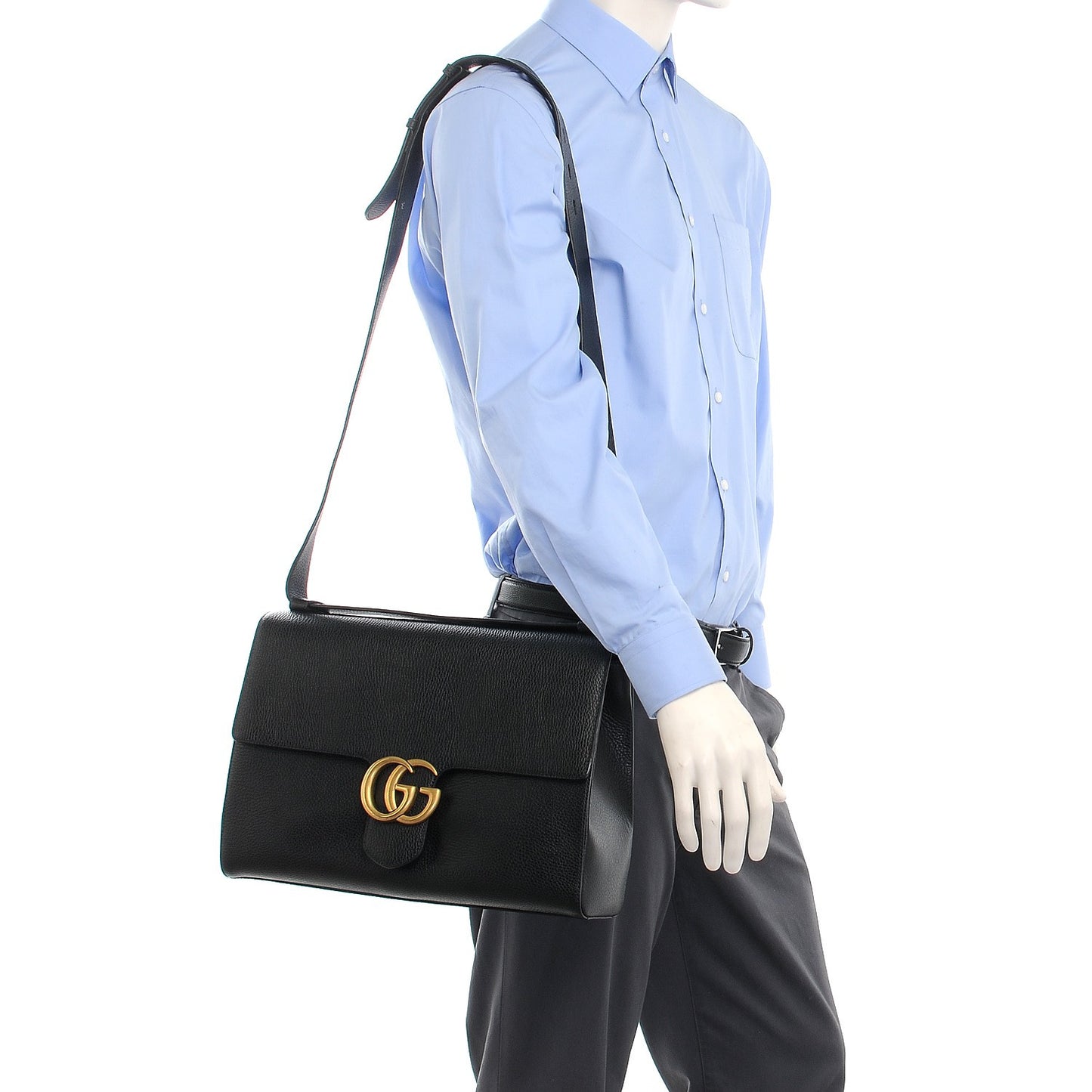 Calfskin GG Marmont Messenger Bag Black