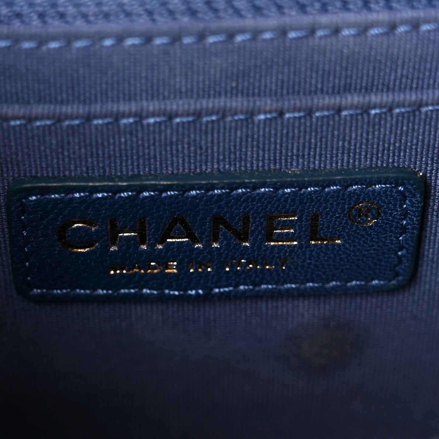 Denim Quilted Double You Mini Flap  Blue Golden