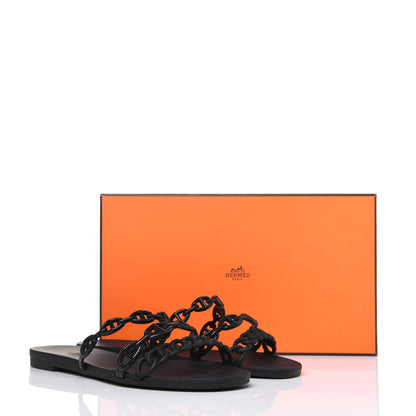 Hermes Rubber Chaine d'Ancre Rivage Sandals 37 Black 10 of 10