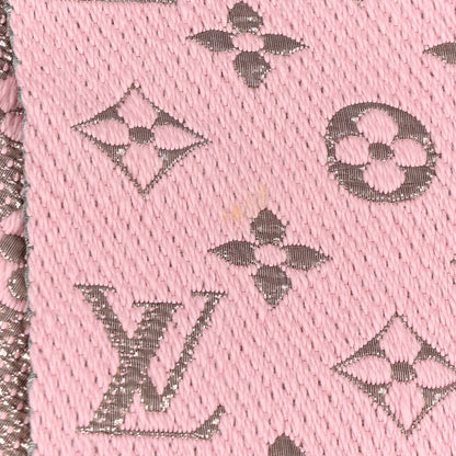 Louis Vuitton Wool Silk Logomania Shine Scarf Pink 5 of 5