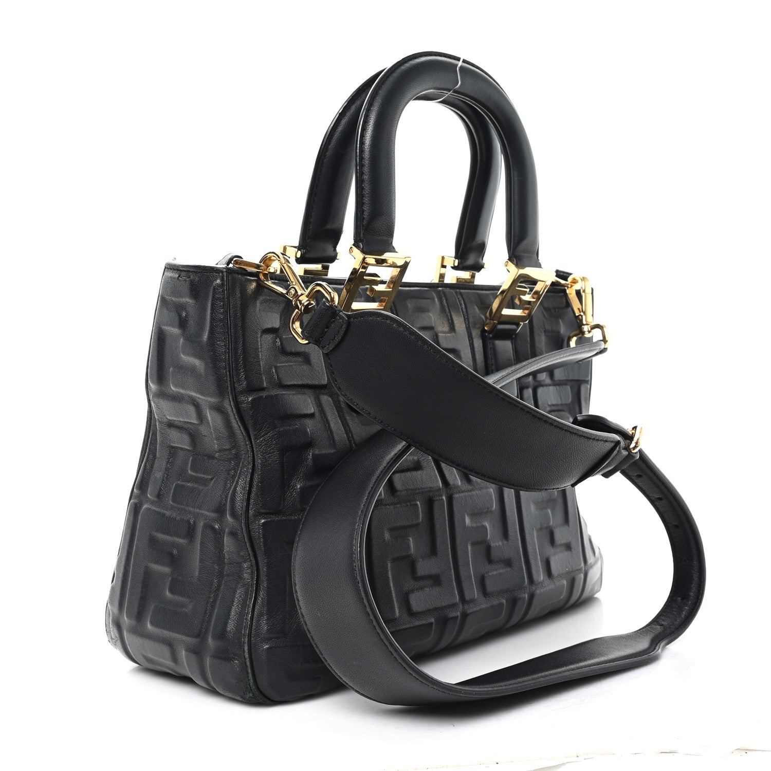 Fendi Nappa FF 1974 Embossed Small FF Tote Black 2 of 12