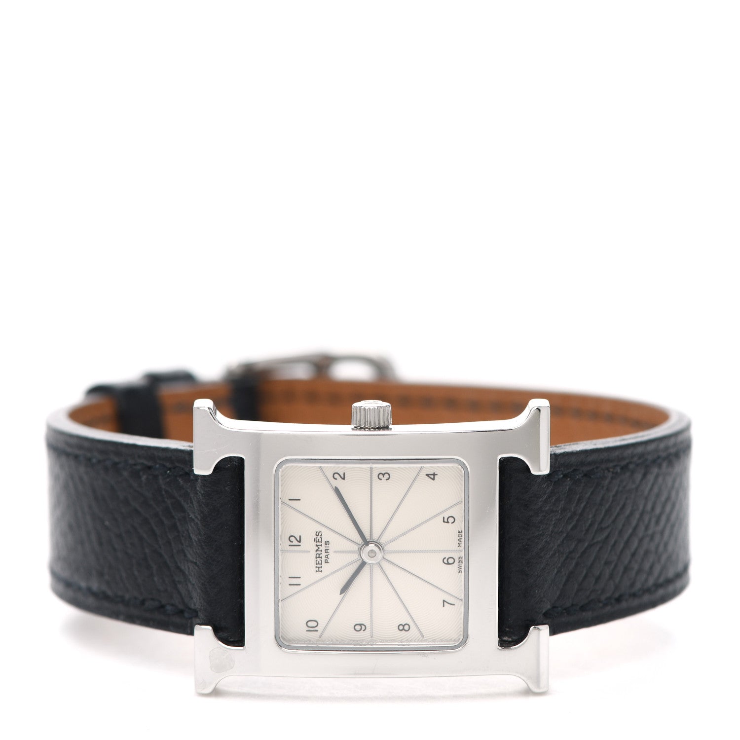 Hermes Stainless Steel Epsom 21mm Heure H Hour Quartz Watch Noir 3 of 8