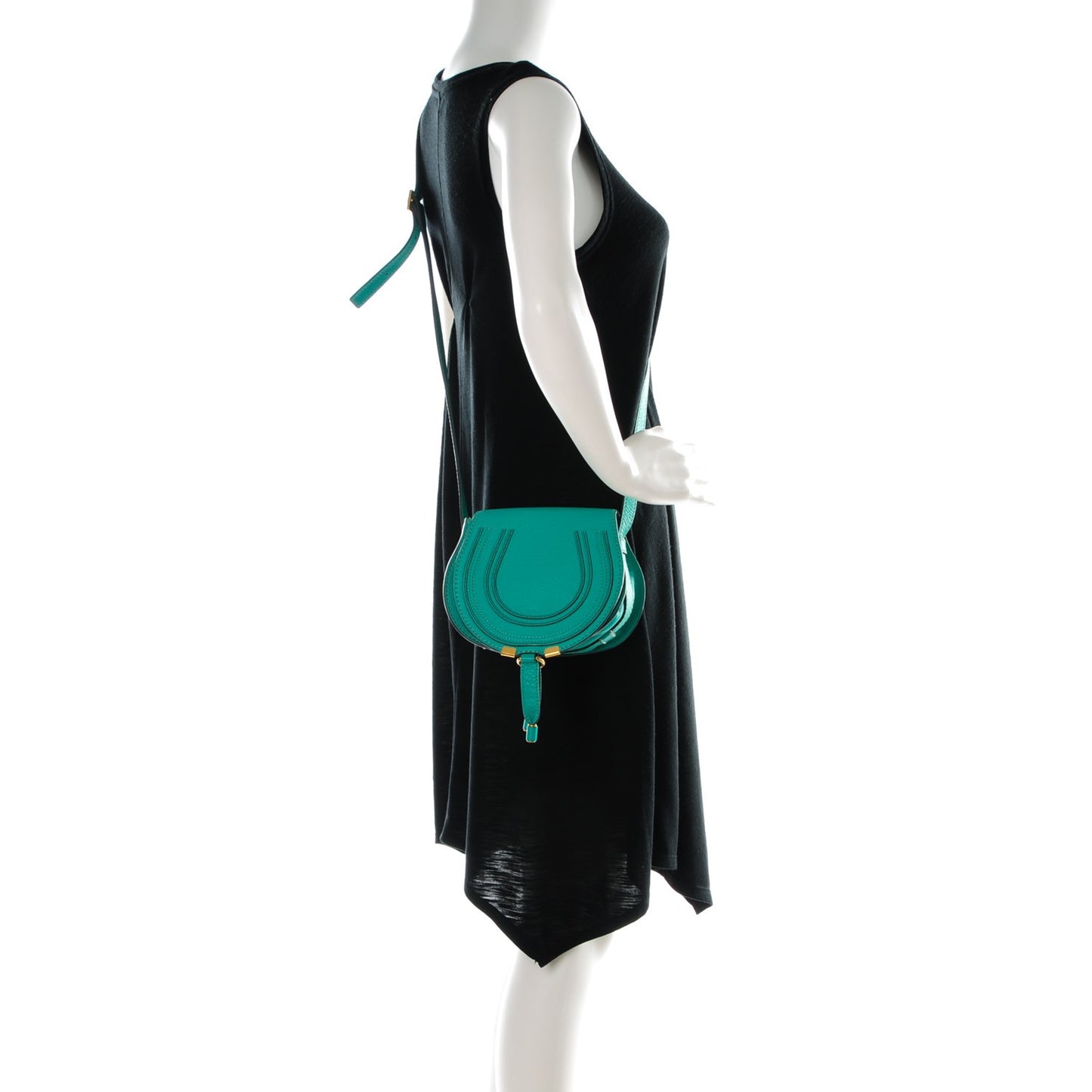 Calfskin Mini Marcie Round Crossbody Bag Jade Green