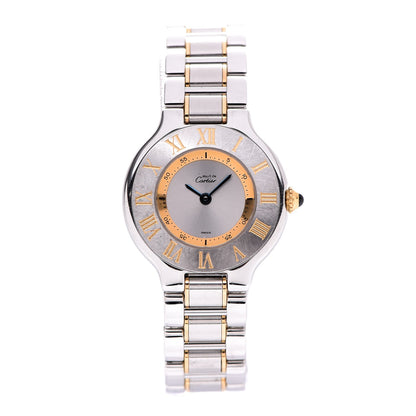 Cartier Stainless Steel 18K Yellow Gold 28mm Must De 21 Quartz Watch 1 of 5