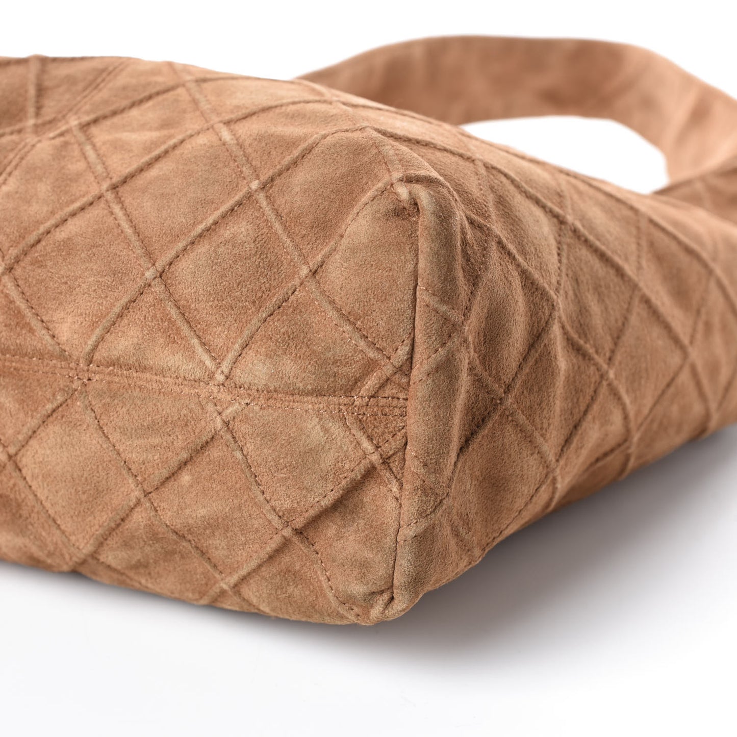 Suede Stitched Hobo Beige