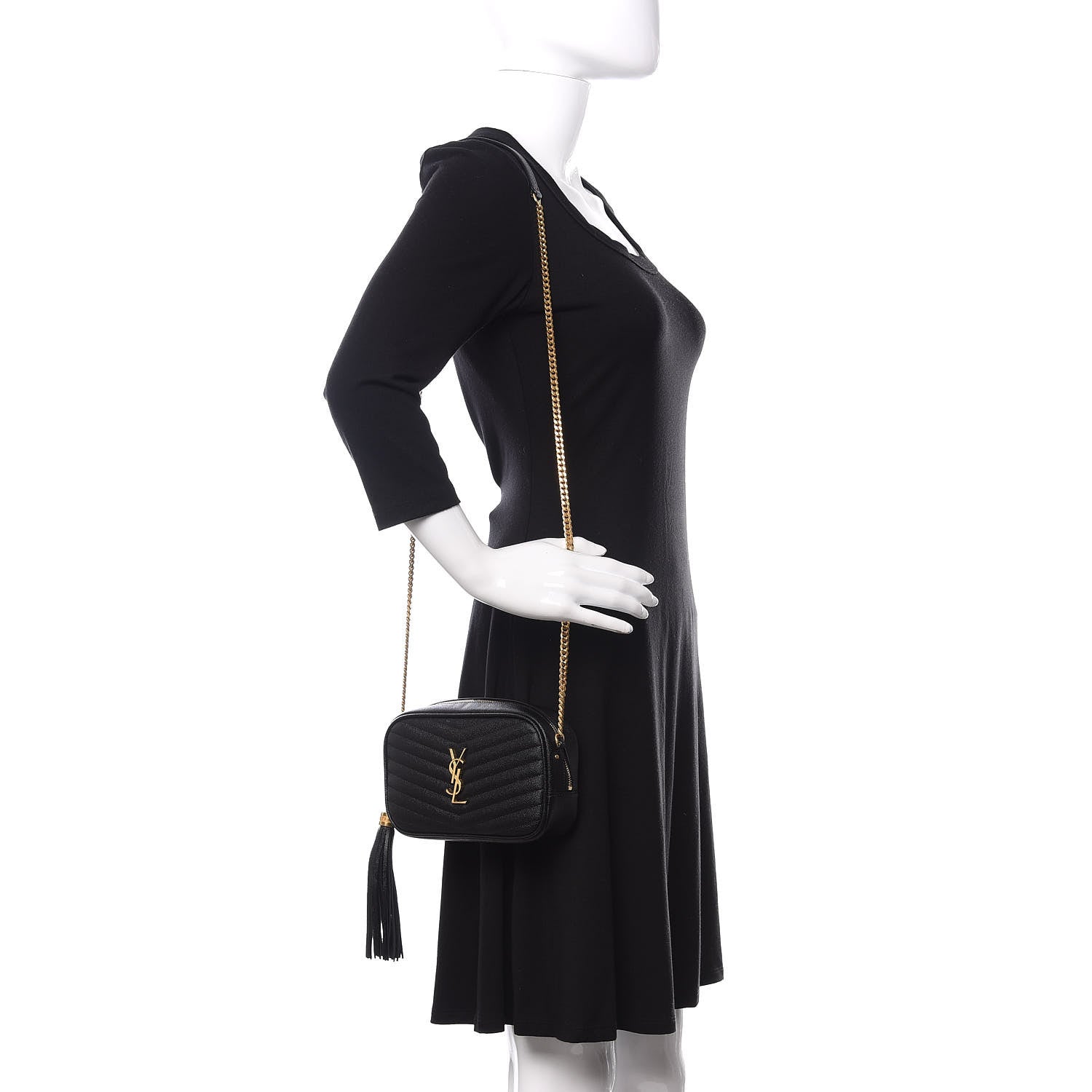 Saint Laurent Grain De Poudre Matelasse Monogram Mini Lou Camera Bag Black 2 of 9