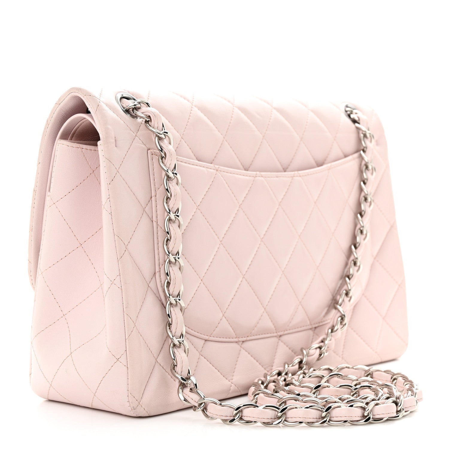 Chanel Lambskin Quilted Jumbo Double Flap Light Pink 3 of 18