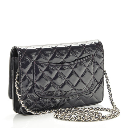 Chanel Patent Quilted Wallet On Chain WOC Dark Purple 3 of 8