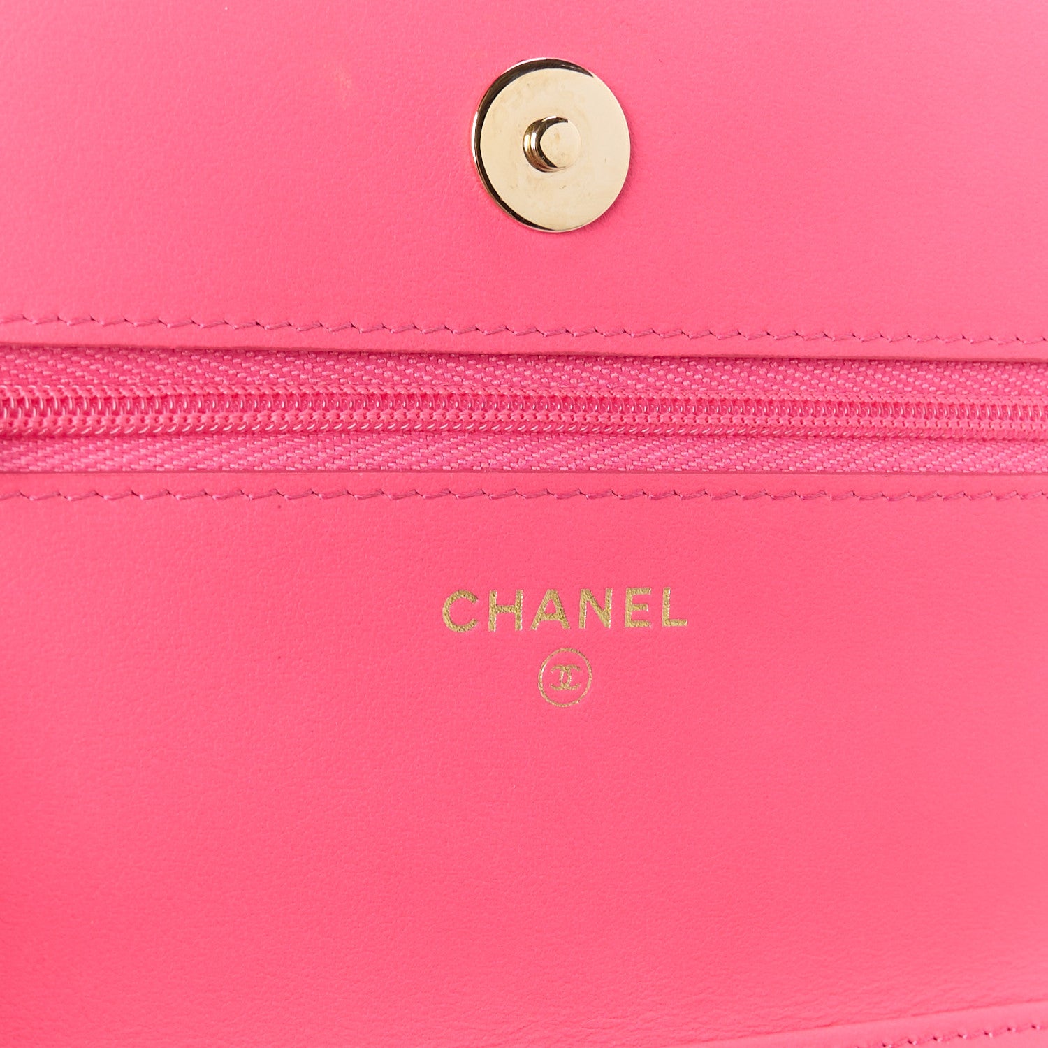 Chanel Patent Calfskin Quilted Wallet On Chain WOC Neon Pink 6 of 12